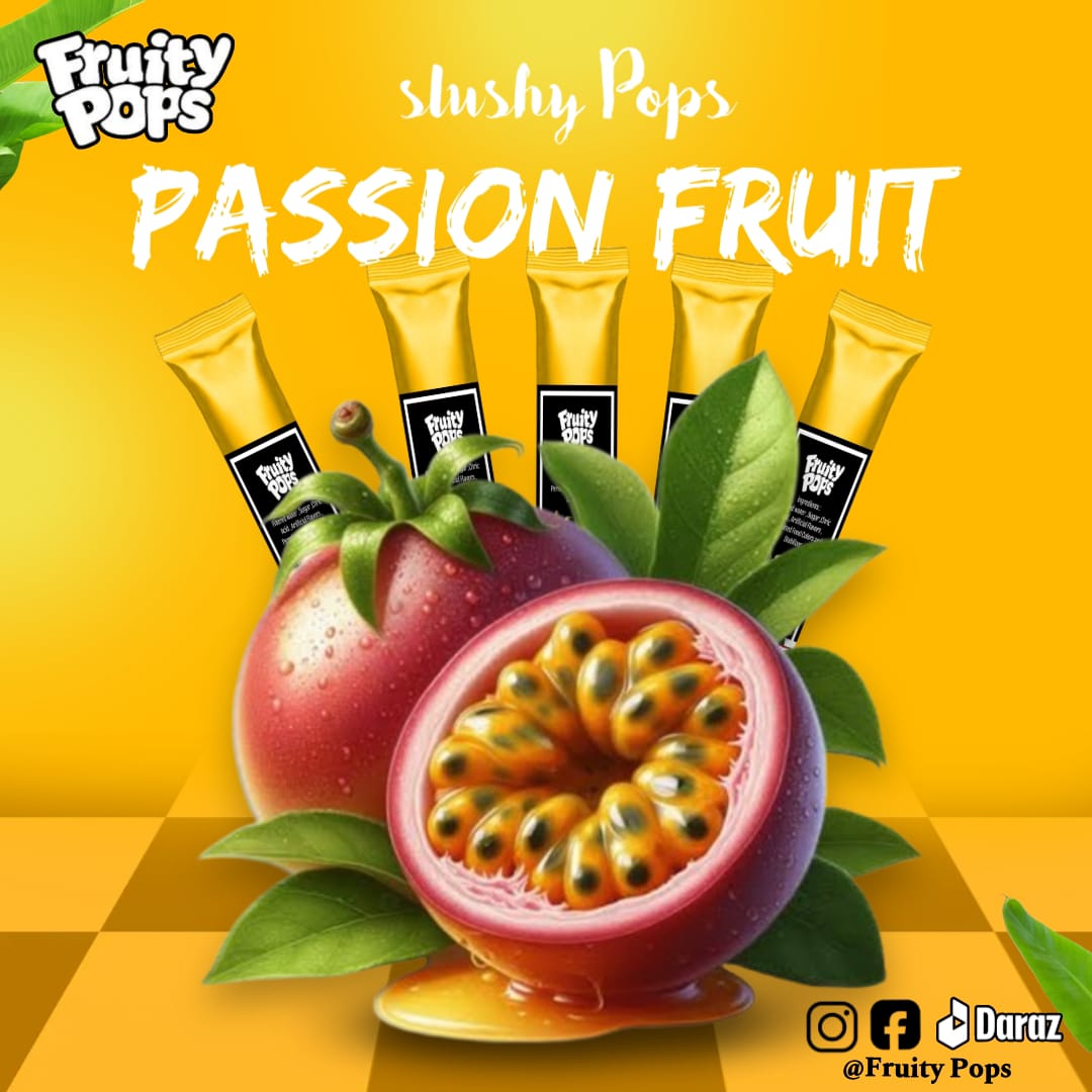 Ice Lollies Pouch Of 12 Lollies Single Flavour "PASSION FRUIT " Unique Flavour II Fruity Pops II Popsicles II Ice Candy II Freeze Ice Pops II