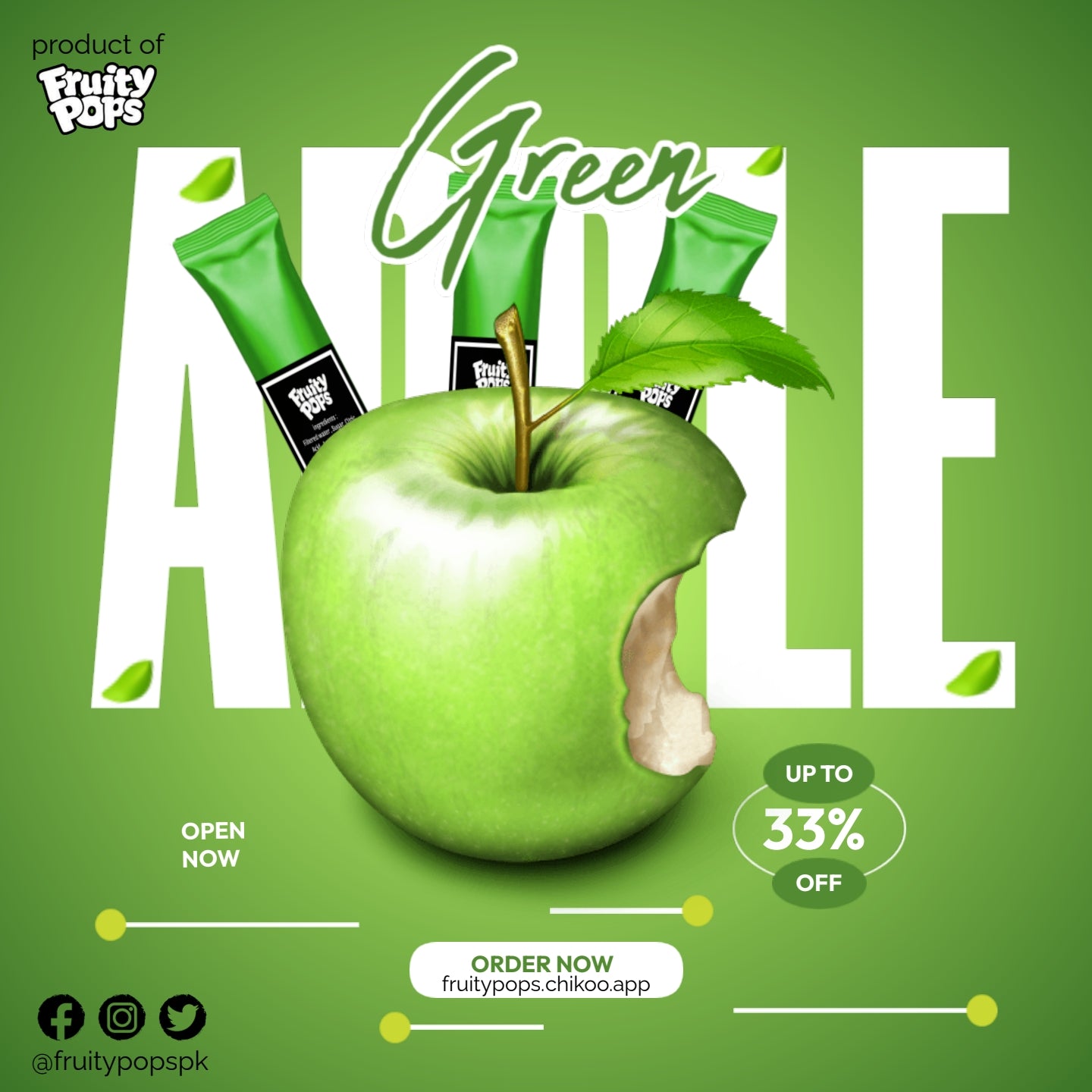 Ice Lollies Pouch Of 12 Lollies Single Flavour " GREEN APPLE " II Fruity Pops II Popsicles II Ice Candy II Freeze Ice Pops II