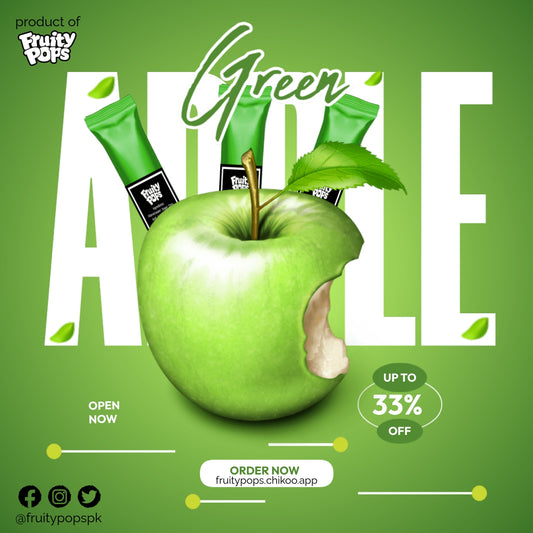 Ice Lollies Pouch Of 12 Lollies Single Flavour " GREEN APPLE " II Fruity Pops II Popsicles II Ice Candy II Freeze Ice Pops II