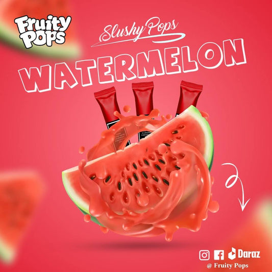 Ice Lollies Pouch OF 12 Lollies Single Flavour " WATERMELON " II Fruity Pops II Popsicles II Ice Candy II Freeze Ice Pops