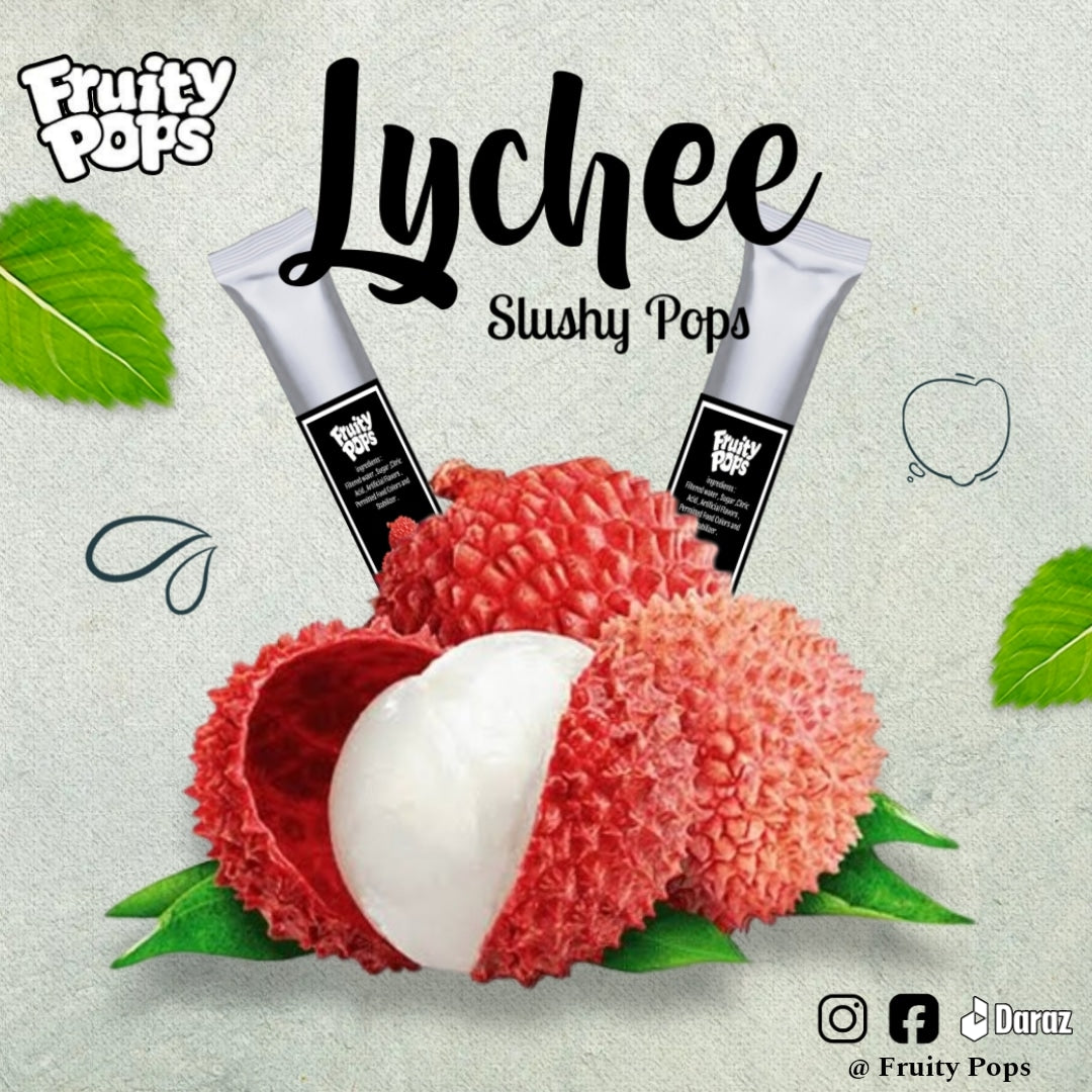 Ice Lollies Pouch Of 12 Lollies Single Flavour " LYCHEE " II Fruity Pops II Popsicles II Ice Candy II Freeze Ice Pops II