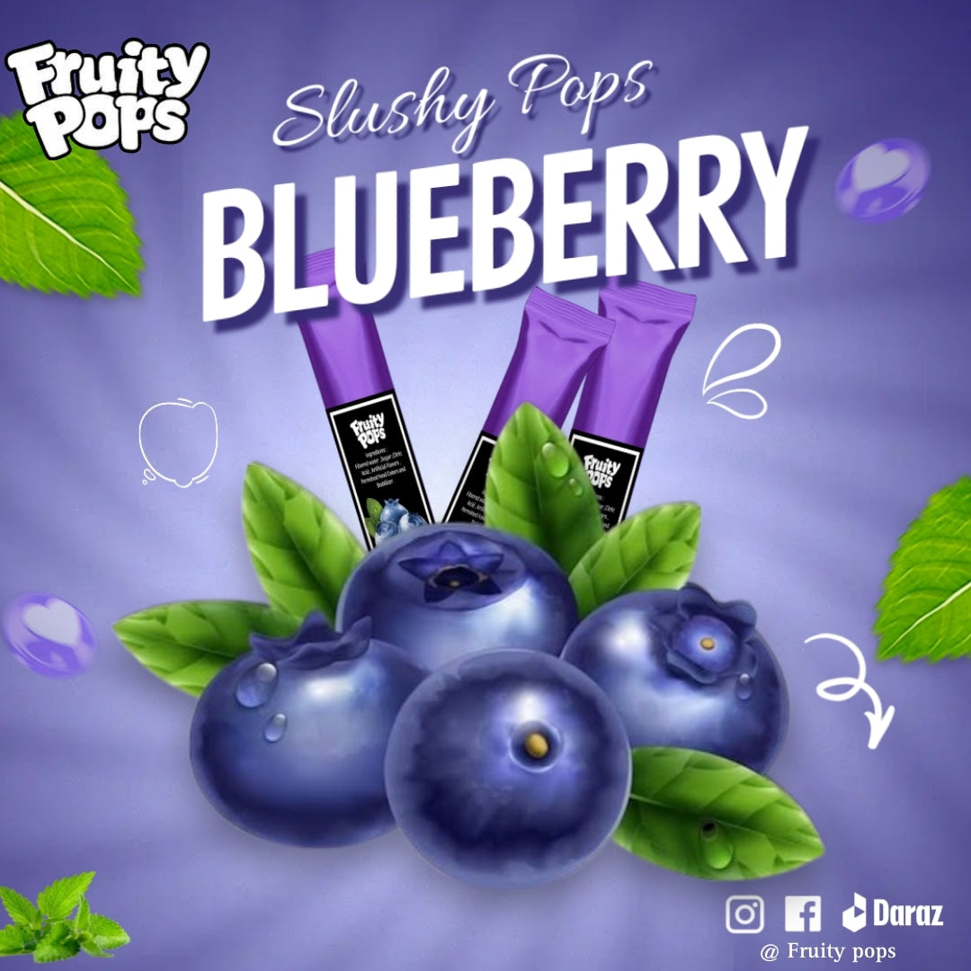 Ice Lollies Pouch Of 12 Lollies Single Flavour " Blueberry "II Fruity Pops II Popsicles II Ice Candy II Freeze Ice Pops II